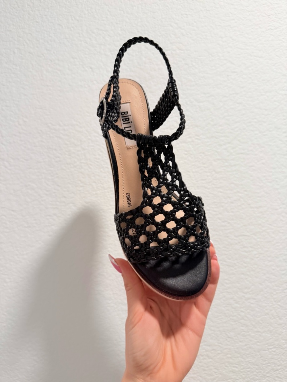 BibiLou Italian Black Braided Platform Espadrilles with Ankle Strap EU36 - Picture 2 of 4